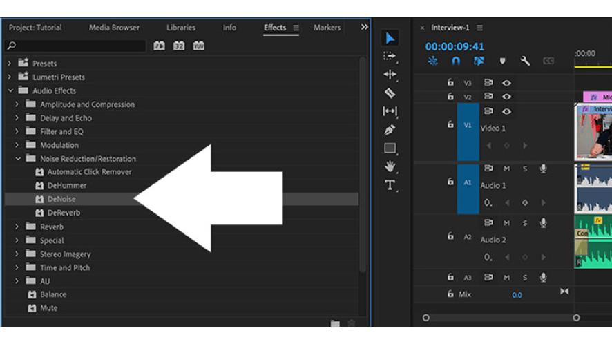 Denoiser interface inside Premiere