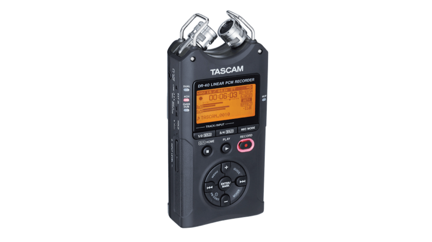 Front of Tascam DR-40 audio recorder