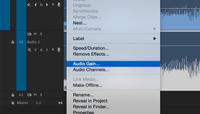 Screenshot showing how to adjust the gain for audio mixing techniques