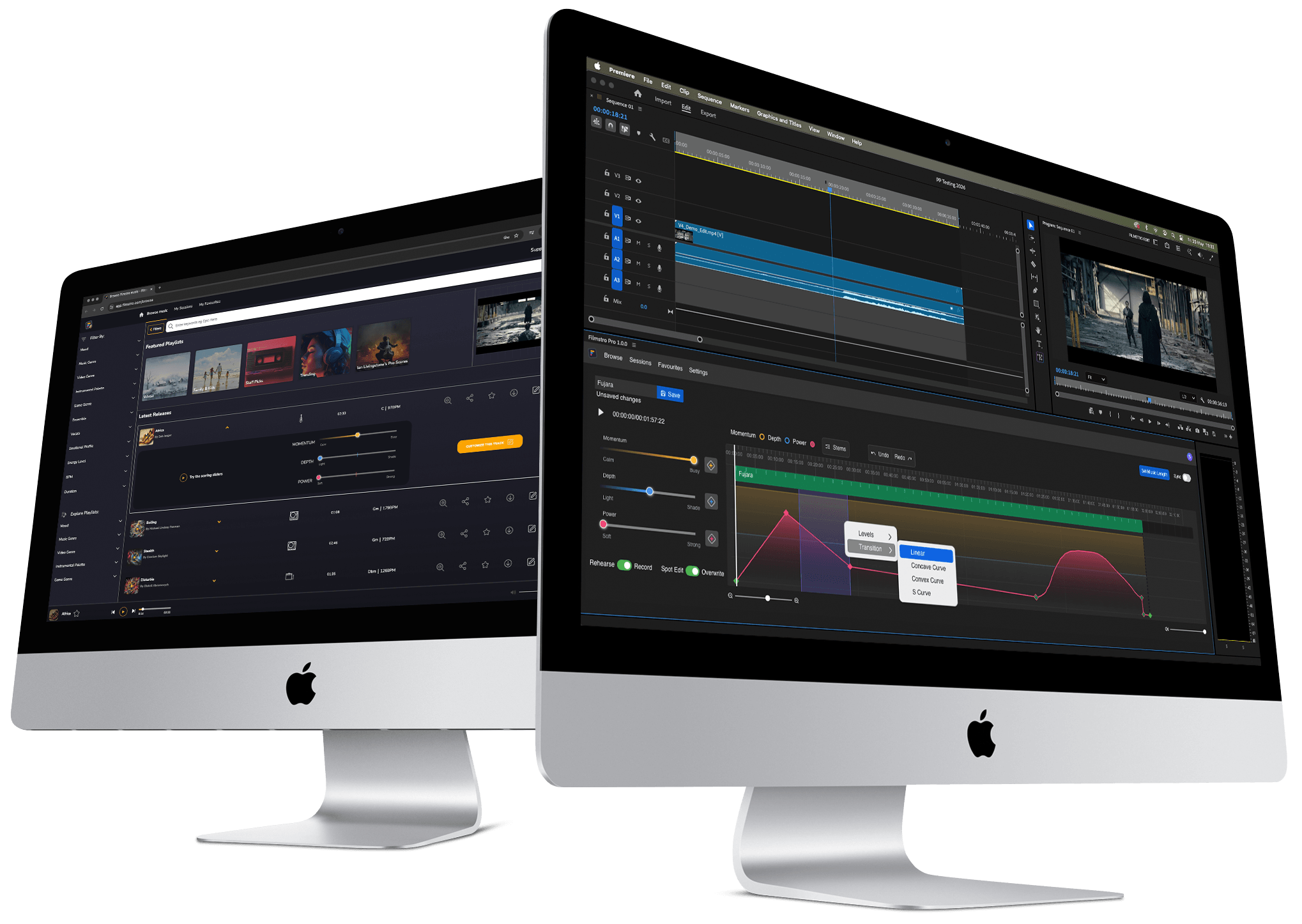Filmstro Pro Edit Page in Premiere Pro - Browse Page in Chrome